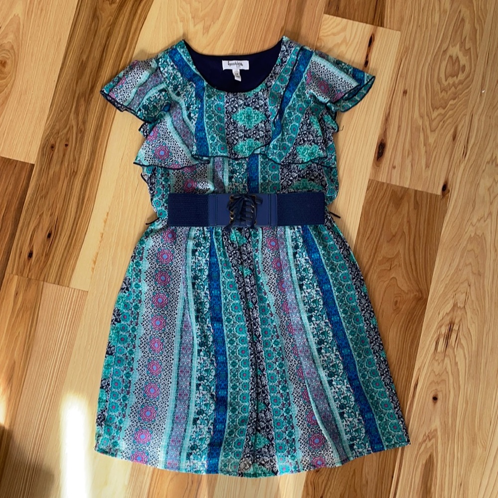 Girls flutter sleeve boho casual dress